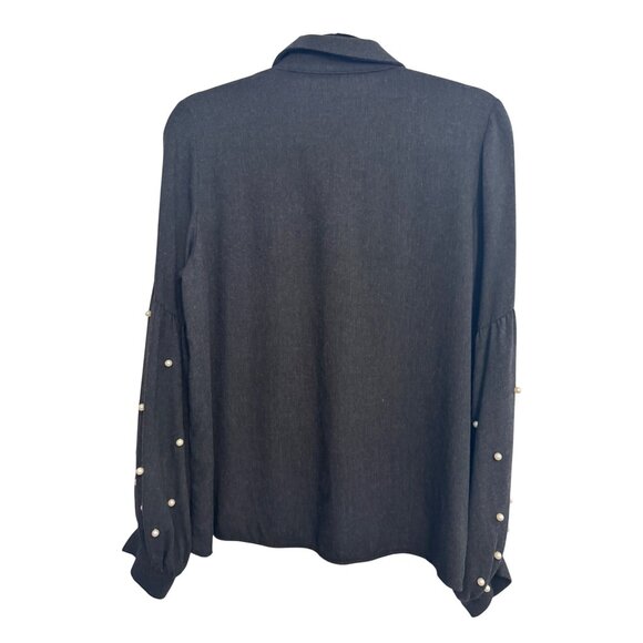 2/$30 Zara Basic Collection M Charcoal Pearl Embellish Sleeves - Picture 3 of 12
